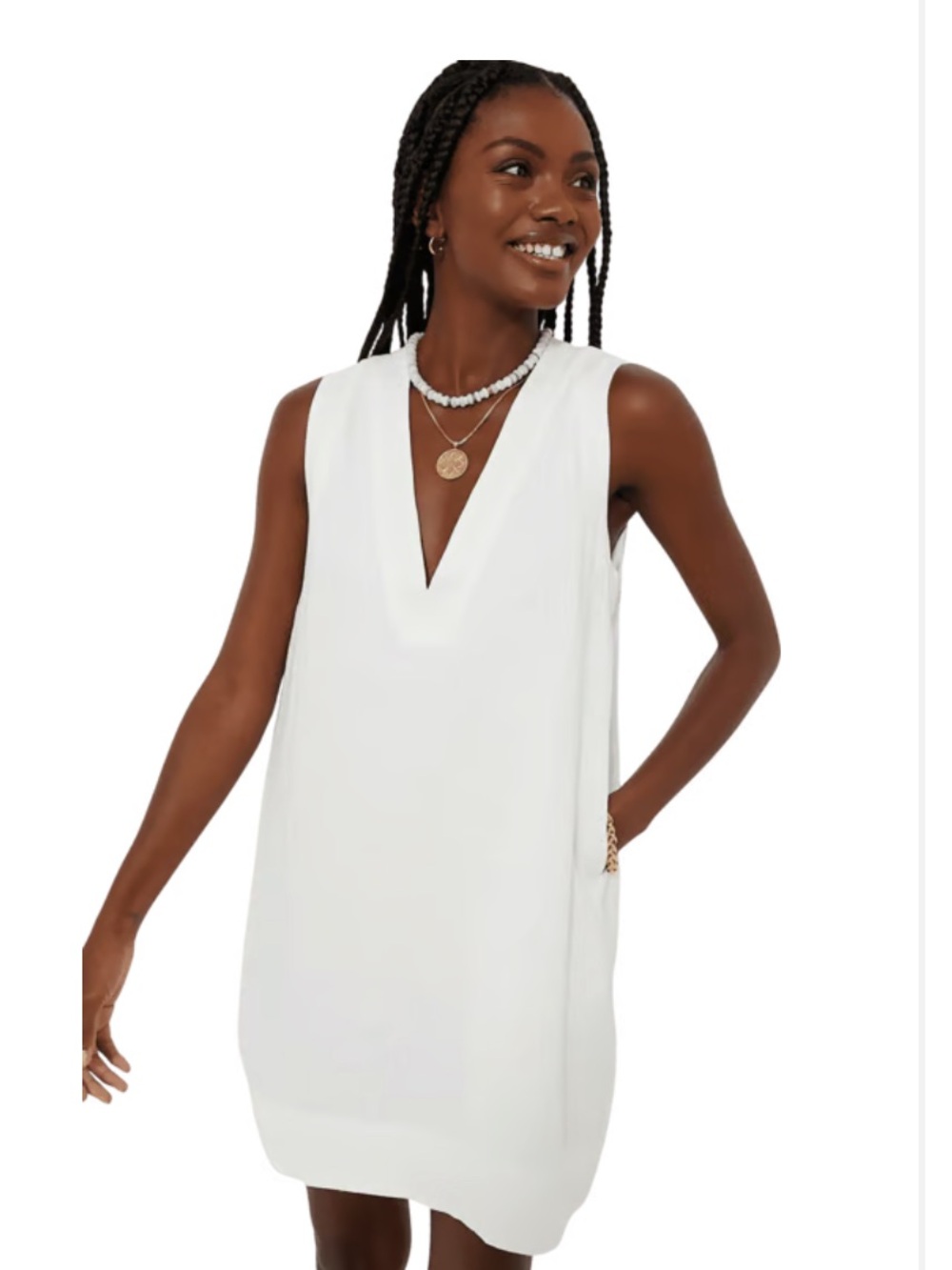Tuckernuck White Sleeveless V-Neck Shift Mini Dress